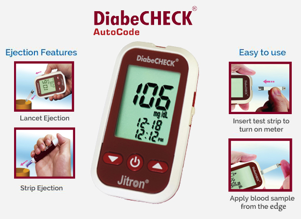 DiabeCheck Jitron Blood Glucose Monitor System DC 302MS