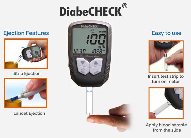 DiabeCheck Jitron Blood Glucose Monitor System DC 300MS